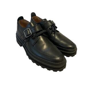 A.P.C Black Leather Alix Derby Loafer Oxford Tie With Buckle size 39